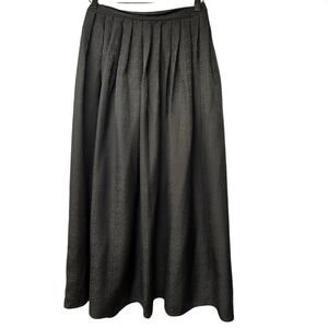 Vintage 90s Y2K 100% Silk Black Size 8 Midi Skirt Polka Dots Retro Lightweight